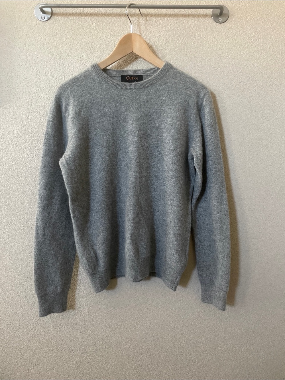 Quince Mongolian Cashmere Crewneck Knit Sweater Sz:M Heather Grey